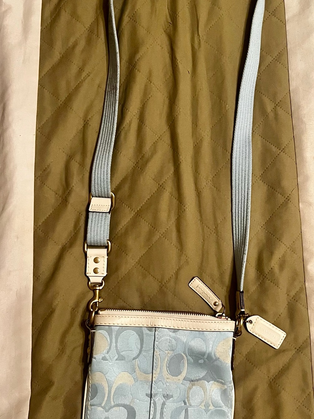 Coach Light Blue and Cream Signature Crossbody Bag - Picture 3 of 5